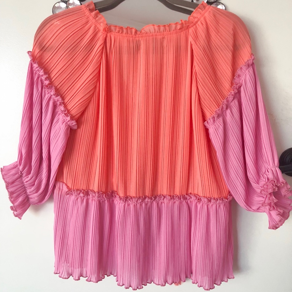 fab’rik Pleated Colorblock Peasant Blouse - Picture 3 of 8